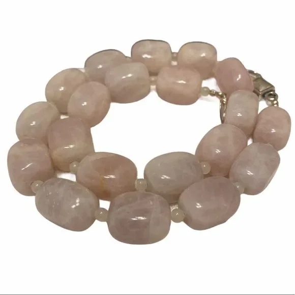 Vintage Chunky Rose Quartz Necklace - Picture 8 of 16